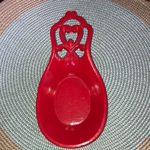 Red Cast iron spoon holder !